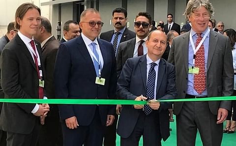 Ribbon cutting ceremony inaugurating the new production line of the Dutch Farm Frites company in the 10th of Ramadan City in Sharqia governorate.