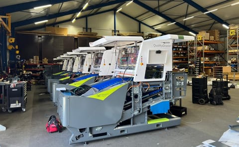 The first six upgraded QualityGraders are ready for delivery from Flikweert Vision's production facility. The machines will soon be commissioned as part of a modern onion sorting line, marking the first delivery of the latest generation of QualityGraders. The first six upgraded QualityGraders are ready for delivery from Flikweert Vision's production facility. The machines will soon be commissioned as part of a modern onion sorting line, marking the first delivery of the latest generation of QualityGraders.