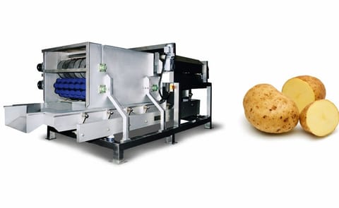 Flo-Mech Flo-Cut® Sizer-Halver is a Potato Grading System, with a Halving Section for Oversized Tubers Flo-Mech Flo-Cut® Sizer-Halver is a Potato Grading System, with a Halving Section for Oversized Tubers