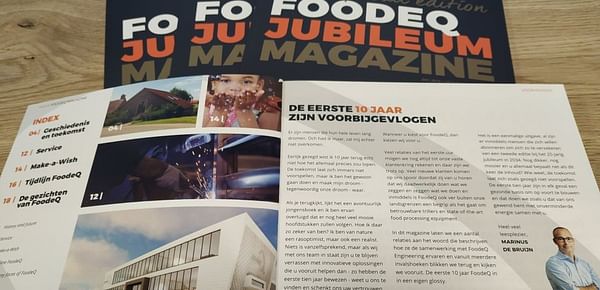 Vibratory conveyor manufacturer FoodeQ dedicates a magazine to its 10th anniversary
