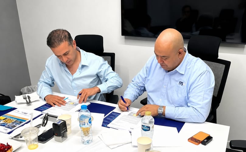 Executives from FPS Food Process Solutions and MAF Gateways signing documents for the installation of a complete potato processing and frozen french fry production line in Egypt. Executives from FPS Food Process Solutions and MAF Gateways signing documents for the installation of a complete potato processing and frozen french fry production line in Egypt.
