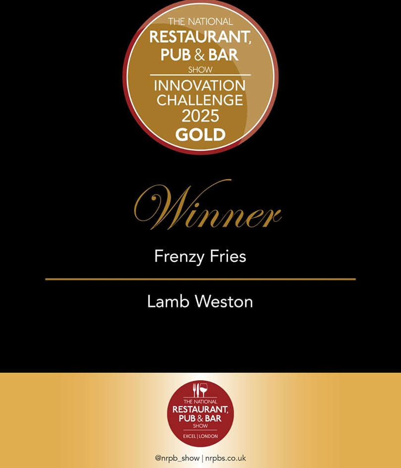 Frenzy Fries by Lamb Weston named Gold Winner in the Innovation Challenge 2025 at the National Restaurant, Pub & Bar Show, ExCeL London. Frenzy Fries by Lamb Weston named Gold Winner in the Innovation Challenge 2025 at the National Restaurant, Pub & Bar Show, ExCeL London.
