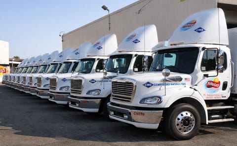 Some of the Frito-lay Compressed Natural Gas Tractors Some of the Frito-lay Compressed Natural Gas Tractors
