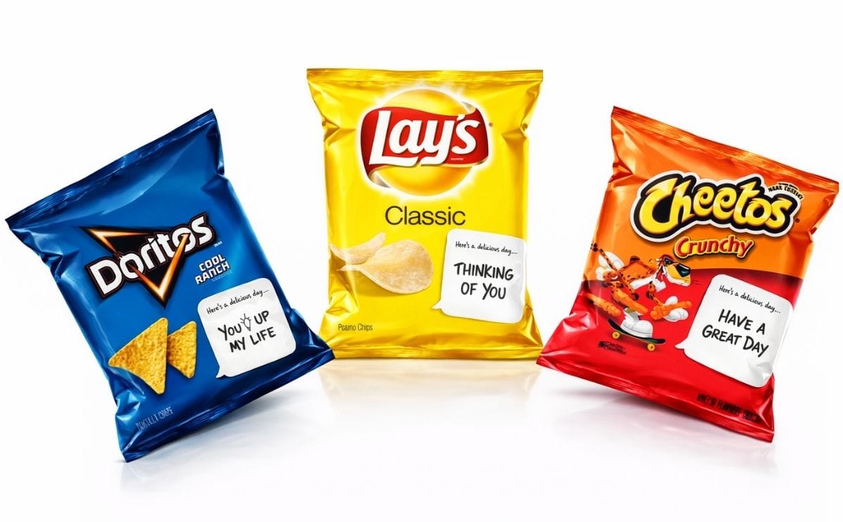 As kids go back to school, Frito-Lay variety packs offer parents the opportunity to add a special touch to packed lunches: parents can write or doodle directly on their chip bags