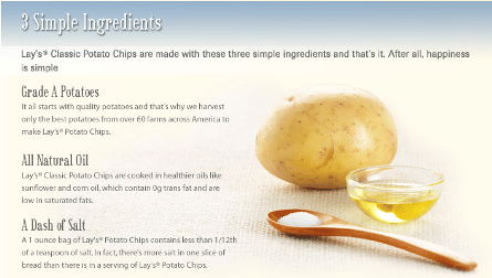 Frito-Lay potato chips: three simple ingredients Frito-Lay potato chips: three simple ingredients