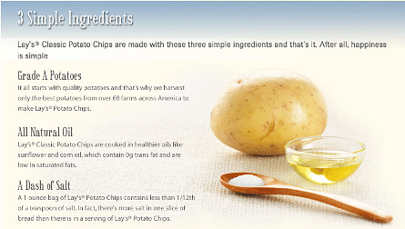 Frito-Lay potato chips: three simple ingredients Frito-Lay potato chips: three simple ingredients