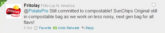 We have asked Fritolay to confirm or deny. Here is their response. I take their response as a "confirmed" tweet fritolay