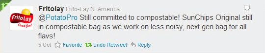 We have asked Fritolay to confirm or deny. Here is their response. I take their response as a "confirmed" tweet fritolay