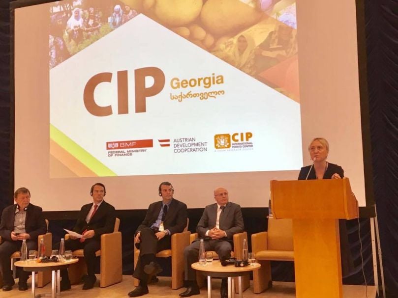 Rusudan Mdivani, Regional Leader of the International Potato Center in Central Asia and Caucasus, introduced the Center and talked about its importance.(Courtesy: CIP) Rusudan Mdivani, Regional Leader of the International Potato Center in Central Asia and Caucasus, introduced the Center and talked about its importance.(Courtesy: CIP)
