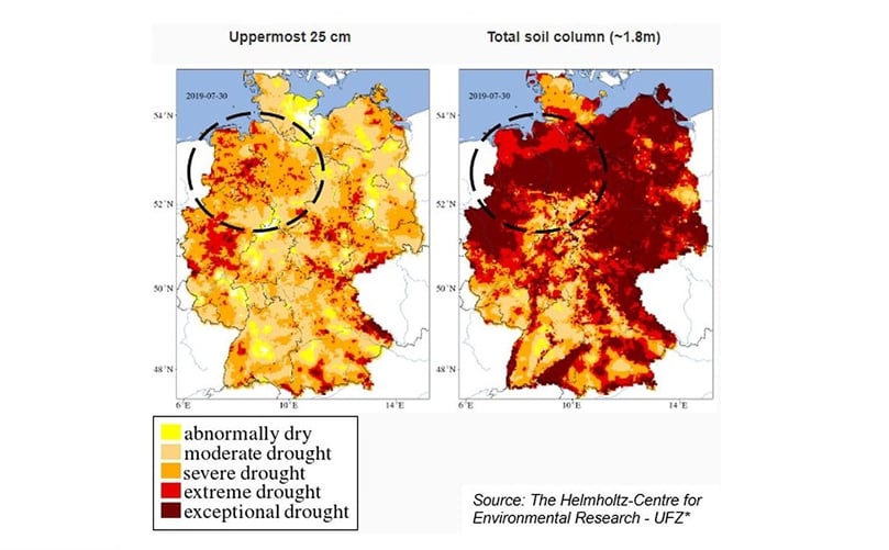 Still dry in key German growing areas. Still dry in key German growing areas.