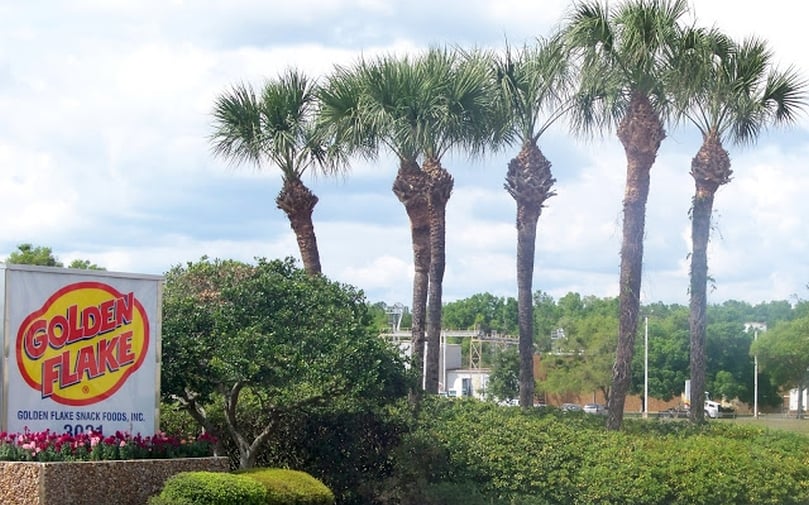 Entrance of the Golden Flakes Snack Foods Inc in Ocala, Florida