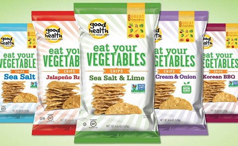 Eat Your Vegetables chips are crafted with a blend of 8 Great Vegetables: carrots, sweet potatoes, kale, spinach, broccoli, tomato, beets and shiitake mushrooms, and feature five mouthwatering flavors, including Sea Salt, Jalapeño Ranch, Korean BBQ, Sour Eat Your Vegetables chips are crafted with a blend of 8 Great Vegetables: carrots, sweet potatoes, kale, spinach, broccoli, tomato, beets and shiitake mushrooms, and feature five mouthwatering flavors, including Sea Salt, Jalapeño Ranch, Korean BBQ, Sour