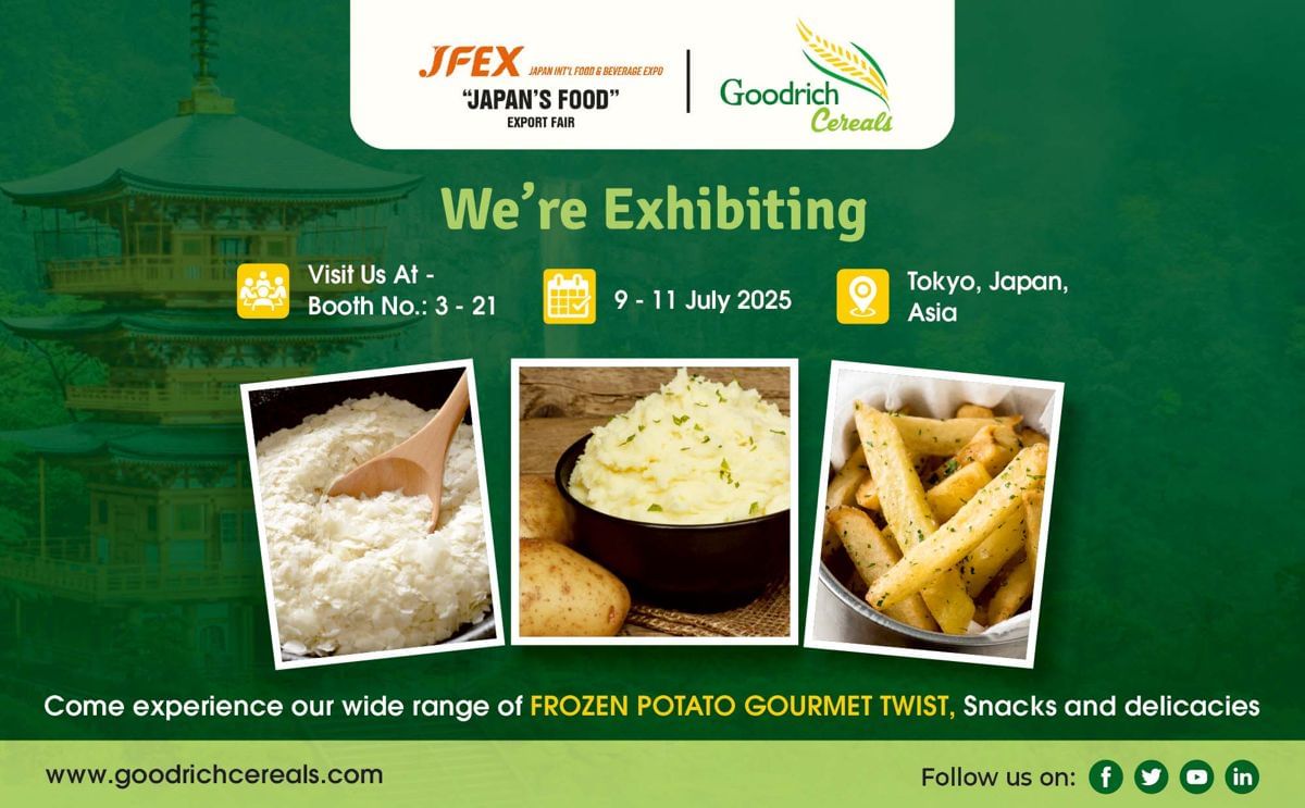 Experience premium potato innovation with Goodrich Cereals at JFEX 2025 – Booth 3-21, Tokyo Big Sight, July 9–11. Experience premium potato innovation with Goodrich Cereals at JFEX 2025 – Booth 3-21, Tokyo Big Sight, July 9–11.