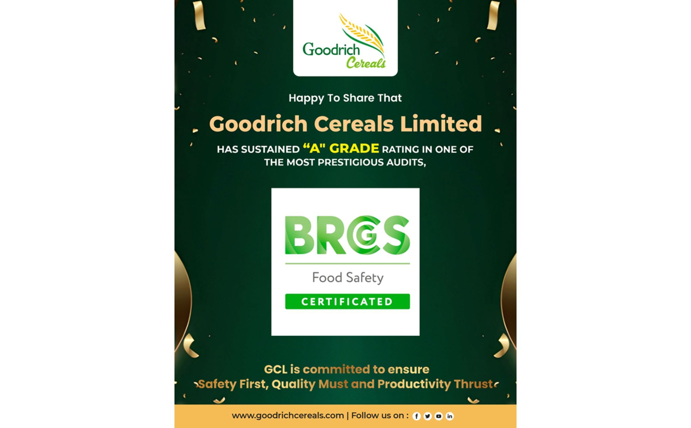 Goodrich Cereals Ltd. achieves BRCGS Grade ‘A’ Certification, reinforcing its global leadership in food safety, quality, and excellence in processed potato manufacturing.