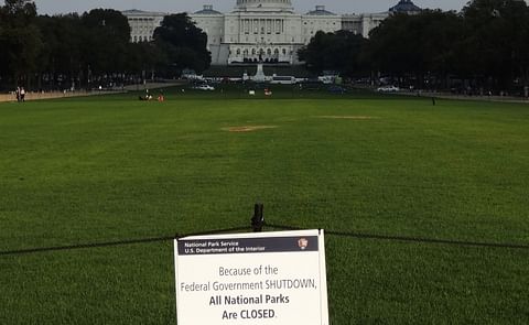 Units of the National Park System are closed during a federal government shutdown. Shown here is the National Mall closed during the 2013 shutdown Units of the National Park System are closed during a federal government shutdown. Shown here is the National Mall closed during the 2013 shutdown