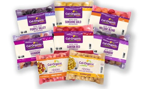Cal-Organic Farms, part of Grimmway Produce Group, introduces its new year-round organic bite-size potato lineup in convenient mesh pillow packs, featuring multiple varieties including gold, red, medley, and fingerling options. Cal-Organic Farms, part of Grimmway Produce Group, introduces its new year-round organic bite-size potato lineup in convenient mesh pillow packs, featuring multiple varieties including gold, red, medley, and fingerling options.