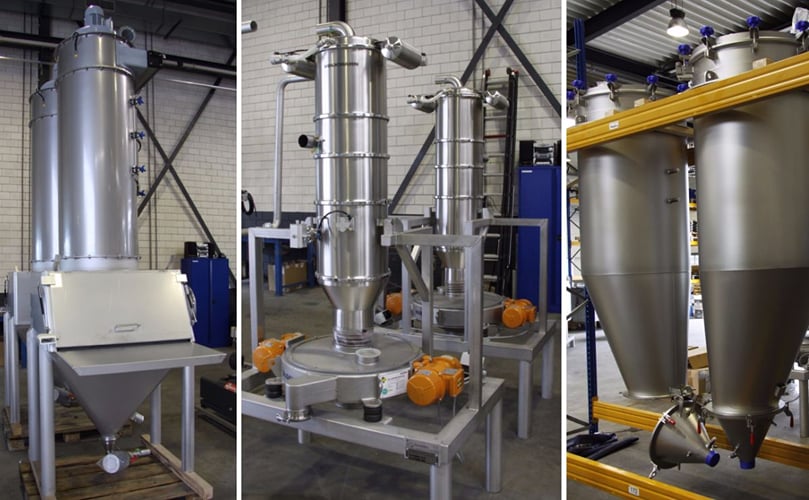Various parts of the batter mixing system