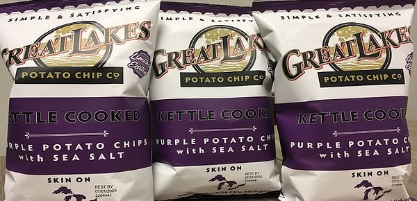 Great Lakes Potato Chip Co offers Purple Blackberry potato chips for its 10 year anniversary
