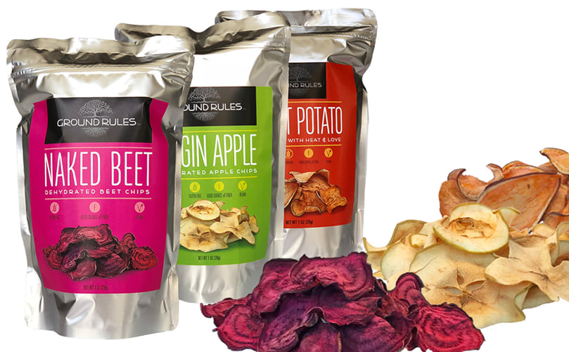Current single ingredient snacks offered by Ground Rules: Organic Beets, Organic Apples, Organic Sweet Potatoes Current single ingredient snacks offered by Ground Rules: Organic Beets, Organic Apples, Organic Sweet Potatoes