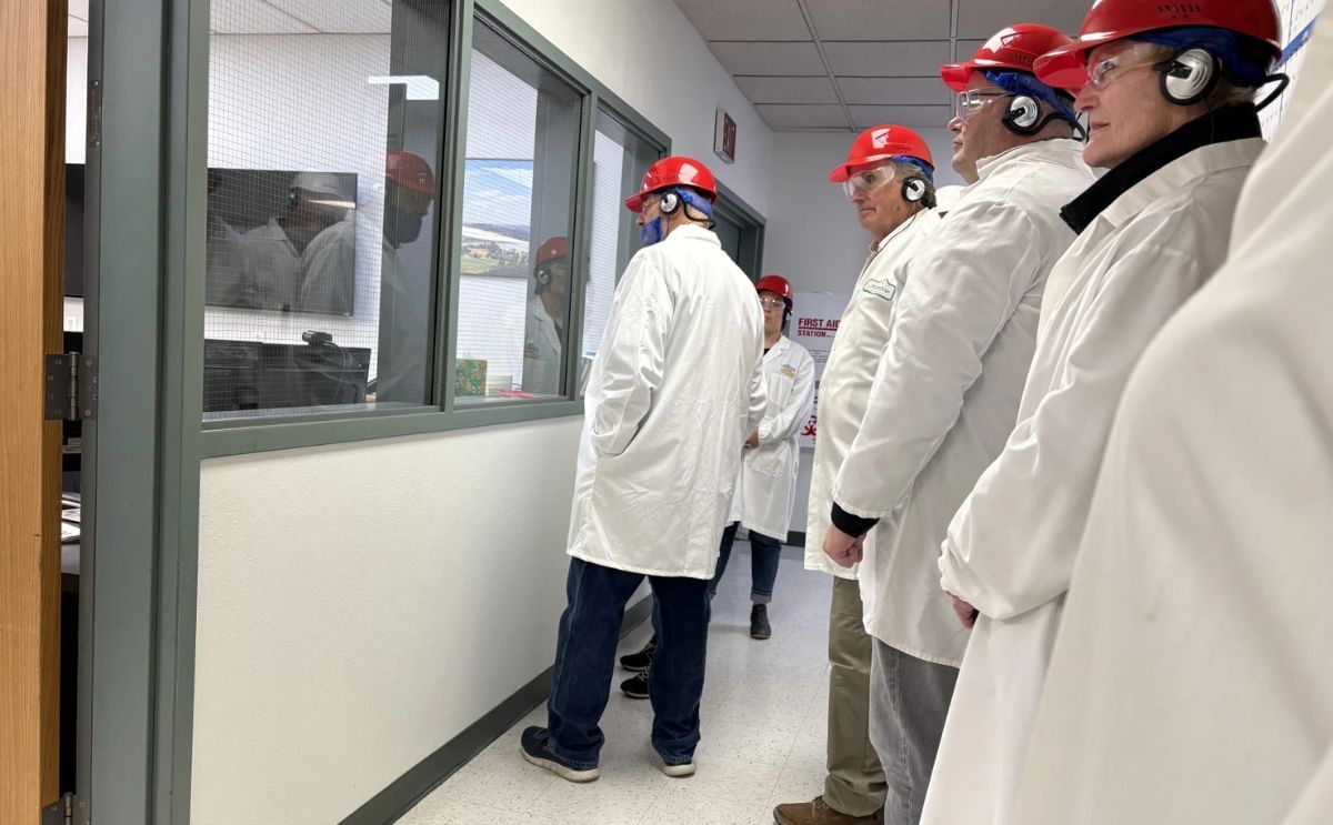 A group of legislators and ag leaders from North Dakota prepares to tour the Canvendish Farms potato processing plant in Jamestown, North Dakota, on Nov. 8, 2024. No photos can be taken on the processing floor. (Courtesy: Agweek) A group of legislators and ag leaders from North Dakota prepares to tour the Canvendish Farms potato processing plant in Jamestown, North Dakota, on Nov. 8, 2024. No photos can be taken on the processing floor. (Courtesy: Agweek)