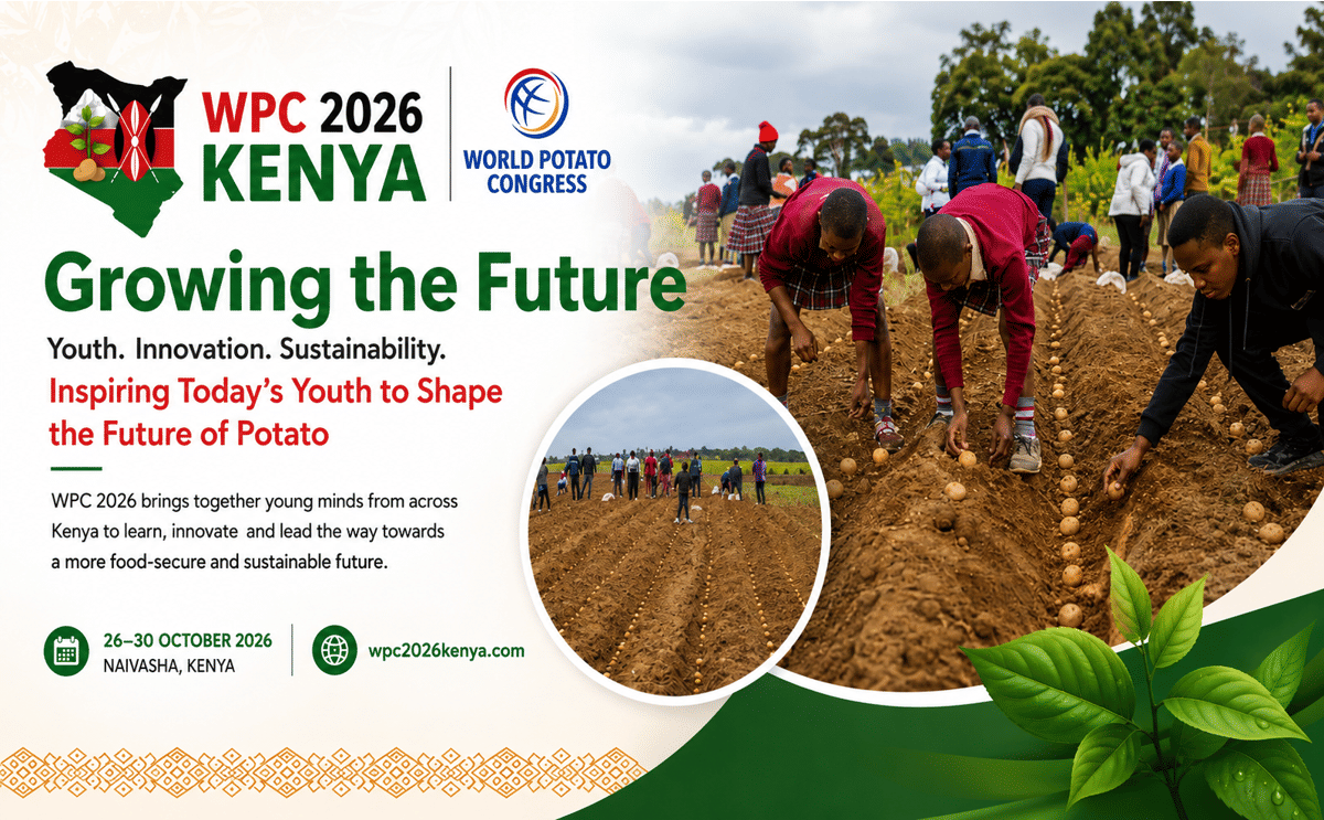 Young participants in Kenya take part in hands-on potato planting activities as part of the WPC 2026 ‘Growing the Future’ Youth Legacy Program, building practical agricultural skills for a sustainable future.