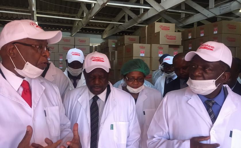 VP Mnangagwa & several ministers tour Hanawa Super Foods early October 2017 as the company is officially commissioned.