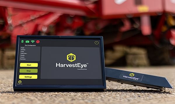 Harvest Eye, a device with a screen and a rectangular object with text Description automatically generated