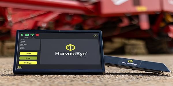 Harvest Eye, a device with a screen and a rectangular object with text Description automatically generated