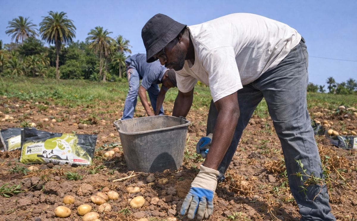 Cosechando la papa cremosa en Gran Canaria (España) Cosechando la papa cremosa en Gran Canaria (España)