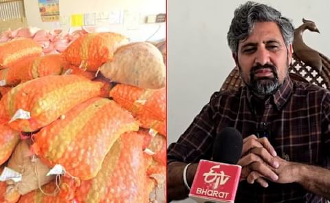 Bags of disease-free, high-yield potato seeds ready for dispatch, with Harvinder Singh, Founder & Director of Noor Agro Farm, speaking to ETV Bharat about his innovative farming methods. Bags of disease-free, high-yield potato seeds ready for dispatch, with Harvinder Singh, Founder & Director of Noor Agro Farm, speaking to ETV Bharat about his innovative farming methods.