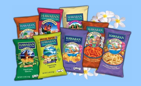 The range of kettle style potato chips and other savory snacks offered under the Hawaiian brand by Tim`s Cascade Snacks, a subsidiary of Pinnacle Foods The range of kettle style potato chips and other savory snacks offered under the Hawaiian brand by Tim`s Cascade Snacks, a subsidiary of Pinnacle Foods