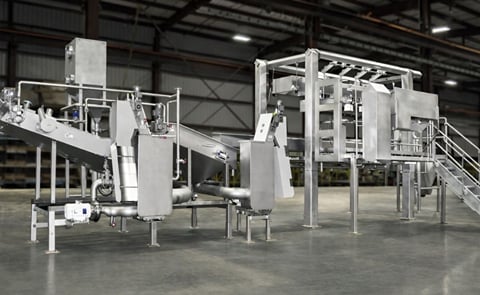 Potato Heat and Control slicer platform (right), washer and Airsweep (left) Potato Heat and Control slicer platform (right), washer and Airsweep (left)