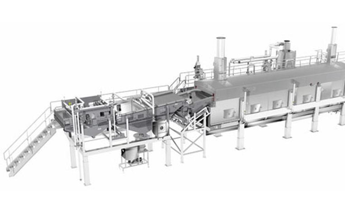 The system includes a 2-Stage French Fry Fryer, integrated batter application system, enhanced oil filtration management system, Oil Mist Eliminators that have been customized to meet battered product exhaust conditions, the KleenHeat® heat exchanger tha