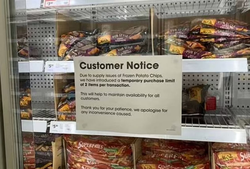Heavy rainfall and major flooding has impacted the country's potato production causing a 25 per cent spike in the wholesale potato price. A supermarket is pictured in December Heavy rainfall and major flooding has impacted the country's potato production causing a 25 per cent spike in the wholesale potato price. A supermarket is pictured in December