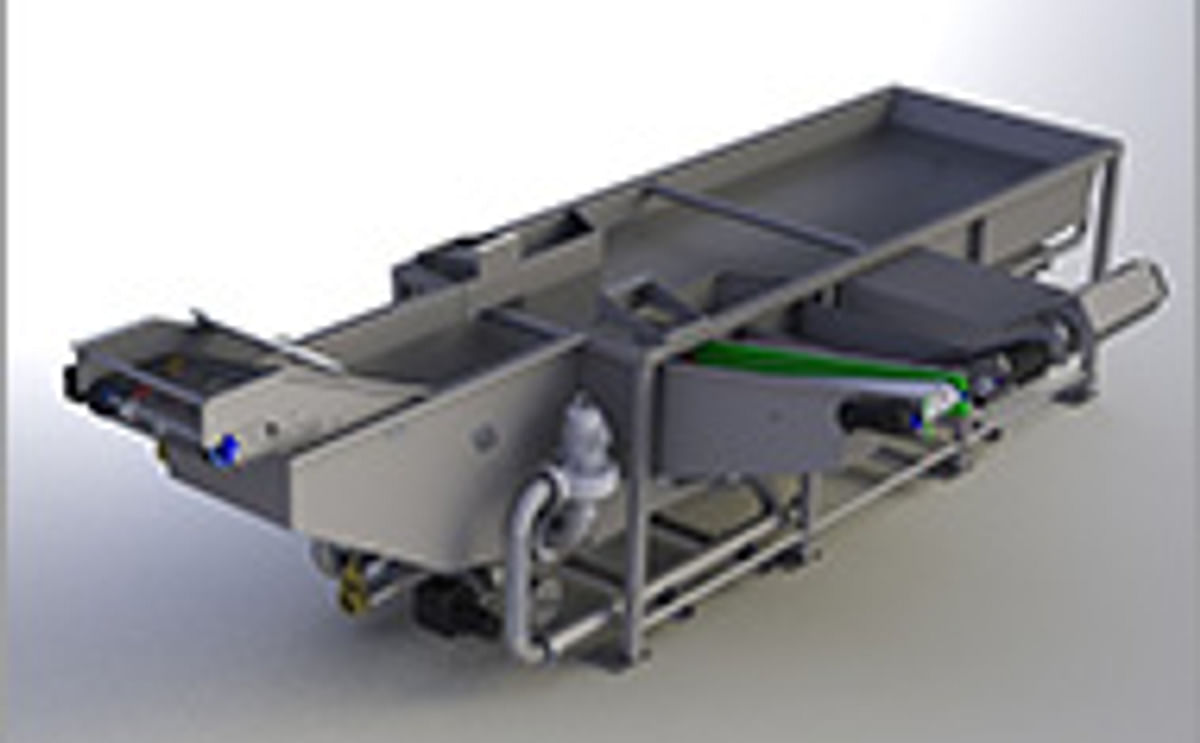 Herbert wet reception hopper for potato washing Herbert wet reception hopper for potato washing