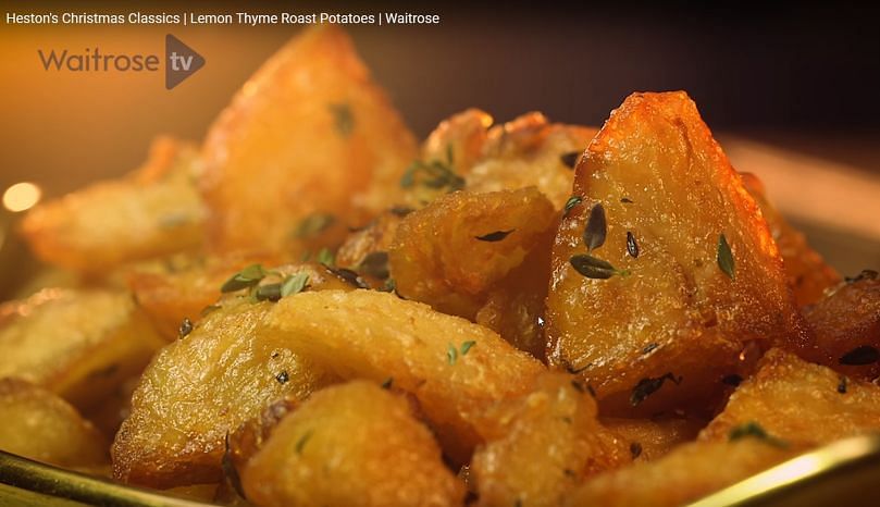 Heston Blumenthal shows you his technique to achieve the perfect roast potatoes - crisp on the outside and beautifully fluffy on the inside (Courtesy: Waitrose TV)

