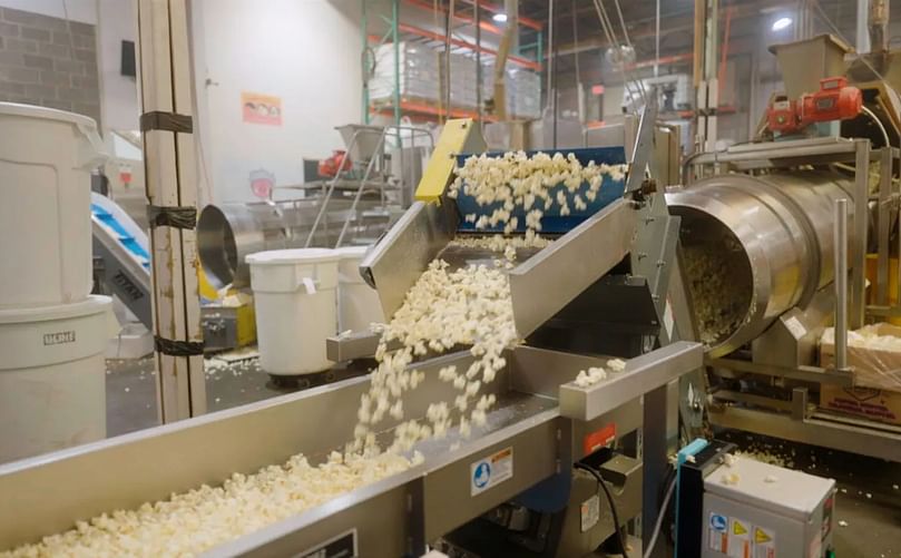 Between two factories, LesserEvil now pops 5,000 pounds of popcorn per hour, according to the company (Courtesy: CNBC)