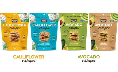 Hippie Snacks has added four new savoury snacks to its lineup: Cauliflower Crisps - in Original and Classic Ranch flavors - and Avocado Crisps - in the flavours Guacamole and Sea Salt. Hippie Snacks has added four new savoury snacks to its lineup: Cauliflower Crisps - in Original and Classic Ranch flavors - and Avocado Crisps - in the flavours Guacamole and Sea Salt.