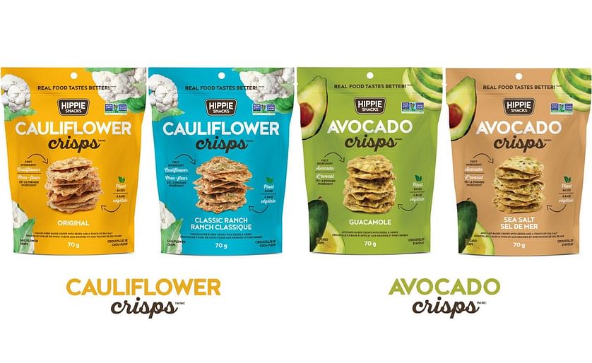 Hippie Snacks has added four new savoury snacks to its lineup: Cauliflower Crisps - in Original and Classic Ranch flavors - and Avocado Crisps - in the flavours Guacamole and Sea Salt.