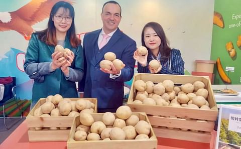 Historic display of U.S. chipping potatoes at a tradeshow in China