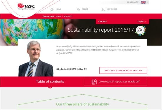 HZPC's CSR report for 2016/2017 is also available in Dutch HZPC's CSR report for 2016/2017 is also available in Dutch