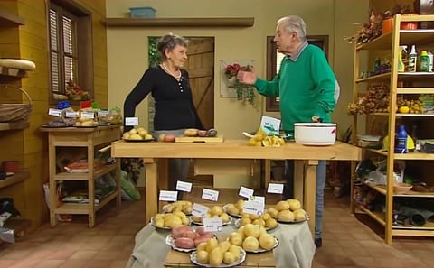 Marie Rasochová (left) during a television show on potatoes in the Czech Republic a few years back