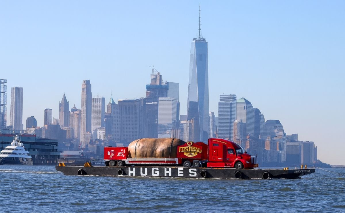Big Idaho Potato Truck sets sail in New York City Harbor Big Idaho Potato Truck sets sail in New York City Harbor