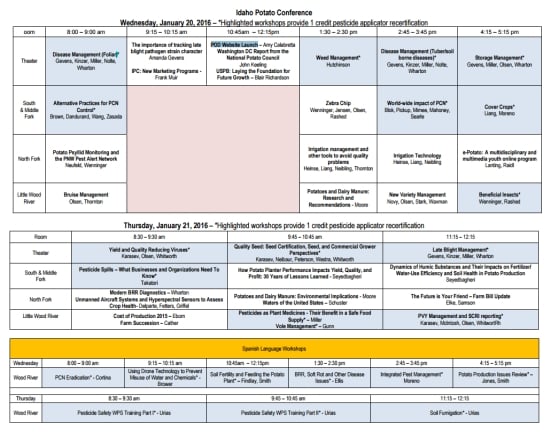 Conference Programme Idaho Potato Conference 2016 Conference Programme Idaho Potato Conference 2016