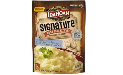 New Idahoan Signature Russets Mashed Potatoes come in a 9.74 ounce and 16.23 ounce resealable pouch and are available at grocers nationwide (United States) New Idahoan Signature Russets Mashed Potatoes come in a 9.74 ounce and 16.23 ounce resealable pouch and are available at grocers nationwide (United States)