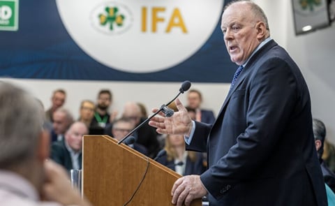 IFA President Francie Gorman addresses delegates during the 71st Annual General Meeting of the Irish Farmers’ Association at the Irish Farm Centre in Dublin, outlining key priorities including Mercosur, CAP funding and rising farm costs. IFA President Francie Gorman addresses delegates during the 71st Annual General Meeting of the Irish Farmers’ Association at the Irish Farm Centre in Dublin, outlining key priorities including Mercosur, CAP funding and rising farm costs.