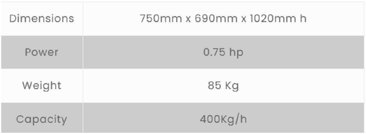 Incalfer - P30 Peeler specifications Incalfer - P30 Peeler specifications
