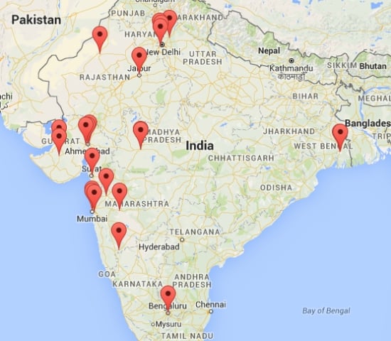 Screenshot of the interactive page on PotatoPro displaying the Chips and Snacks manufactures in India. Click the image to get to the interactive page! On the interactive page each marker links to a company description.
Screenshot of the interactive page on PotatoPro displaying the Chips and Snacks manufactures in India. Click the image to get to the interactive page! On the interactive page each marker links to a company description.