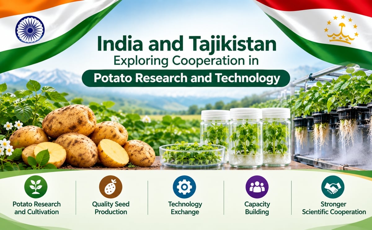 India and Tajikistan explore cooperation in potato research, quality seed production, aeroponics technology and agricultural capacity building.