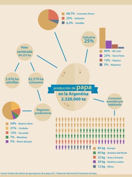 Infografía sobre el recorrido de la papa en la Argentina Infografía sobre el recorrido de la papa en la Argentina